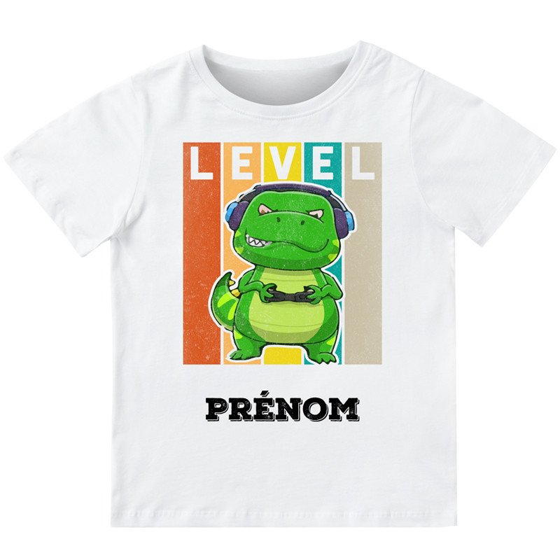 t-shirt enfant personnalisé dinosaure gamer