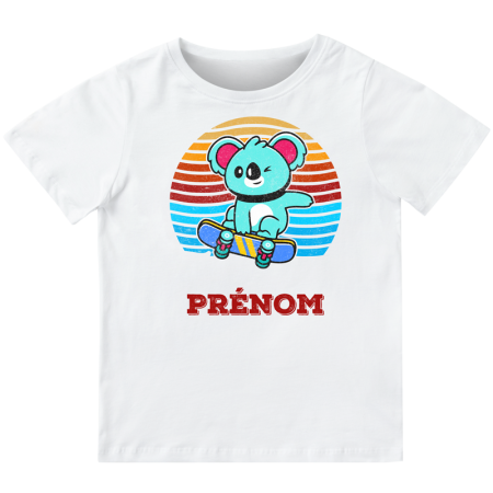 T-shirt enfant personnalisé avec un koala skateur