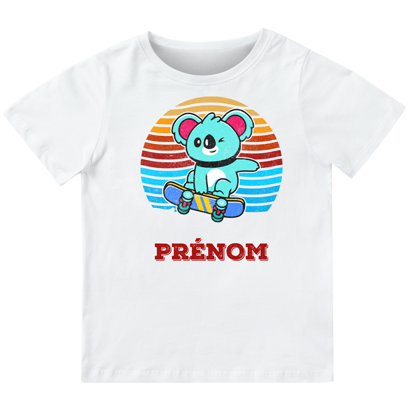 T-shirt enfant personnalisé avec un koala skateur