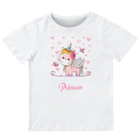 T-shirt enfant personnalisé licorne coeur