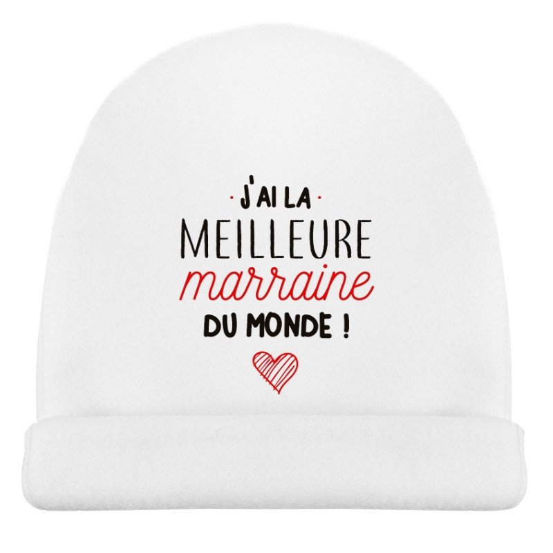 bonnet naissance bébé j'ai la meilleure marraine du monde