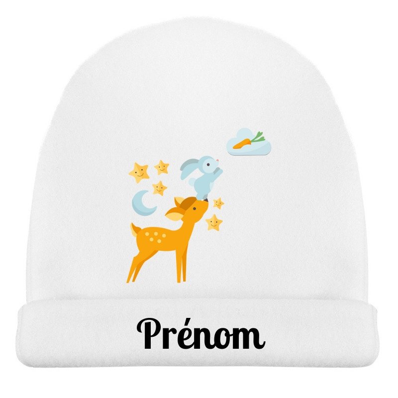 bonnet de naissance bambi et prénom