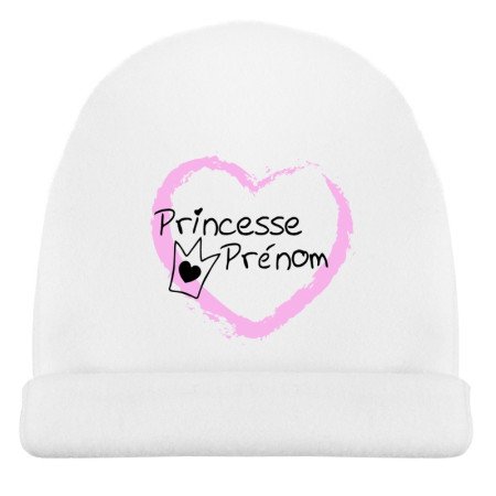 Bonnet de naissance personnalisé princesse et prénom