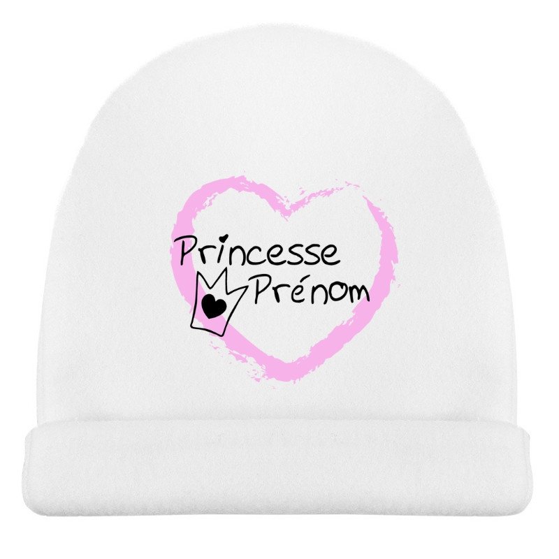 Bonnet de naissance personnalisé princesse et prénom