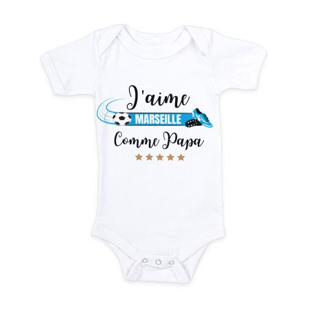 Body Bébé Personnalisé Au Prénom - 100% Coton Doux | Thème Olympique De Marseille | Idée Cadeau Naissance