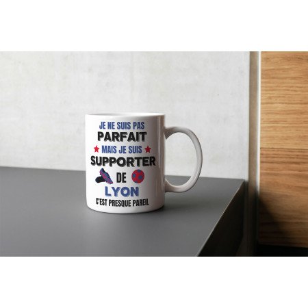tasse personnalisé je ne suis pas parfait supporter Lyon