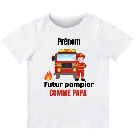 T-shirt personnalisé futur pompier comme papa