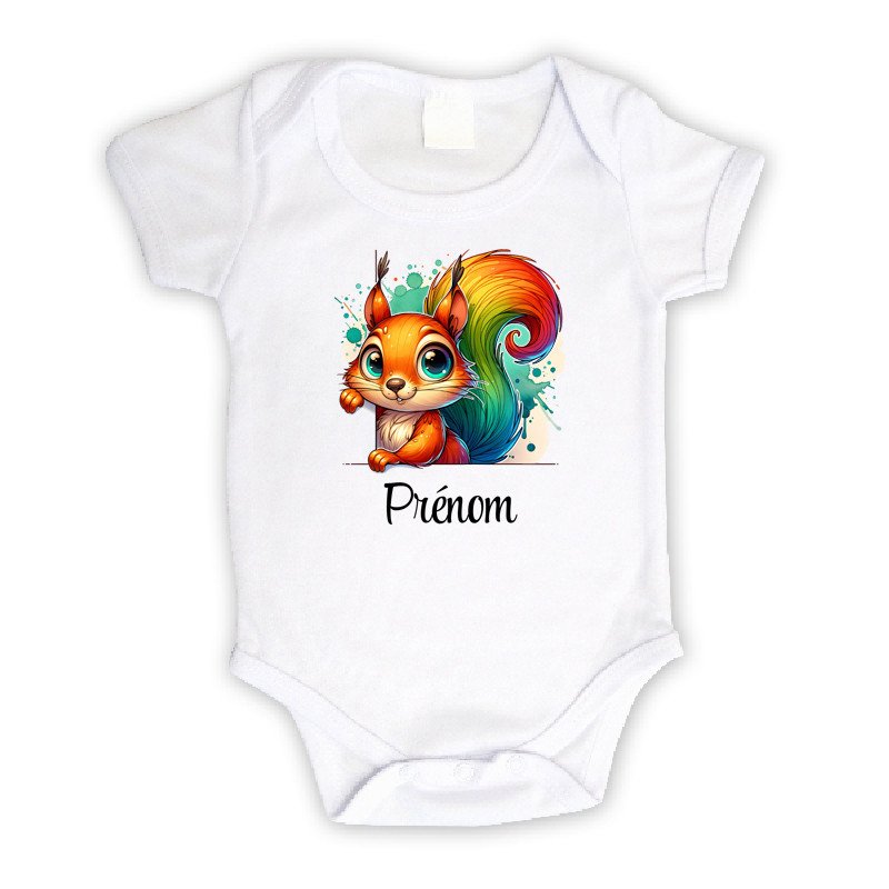 Body pour bébé personnalisé avec un écureuil et prénom