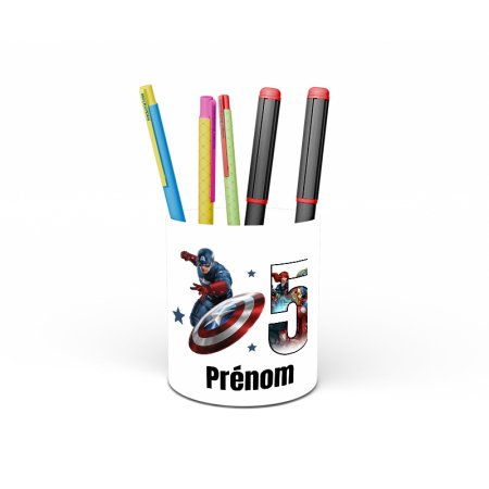 Pot à crayons personnalisé avec Capitaine America