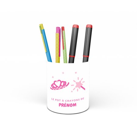 Pot à crayons personnalisé avec une couronne