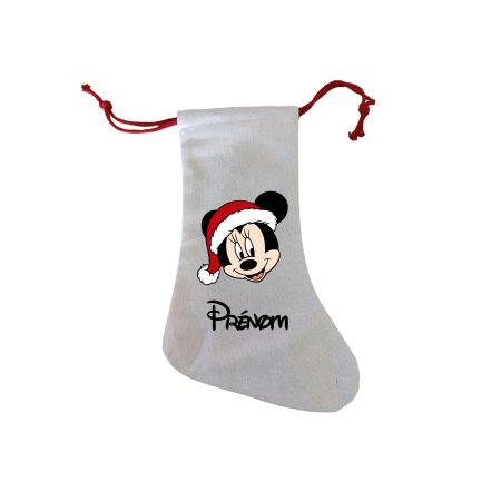 Chaussette Noel personnalisée - Minnie bonnet avec prénom