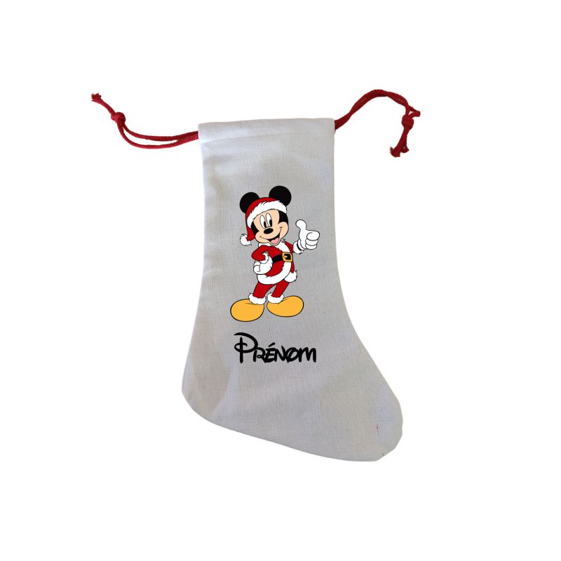 Chaussette Noel personnalisée - Mickey pouce avec prénom