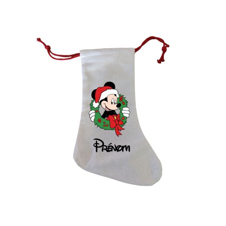Chaussette Noel personnalisée - Mickey couronne avec prénom