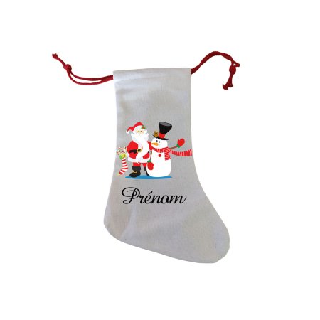 Chaussette personnalisée - Père noël, bonhomme de neige avec prénom
