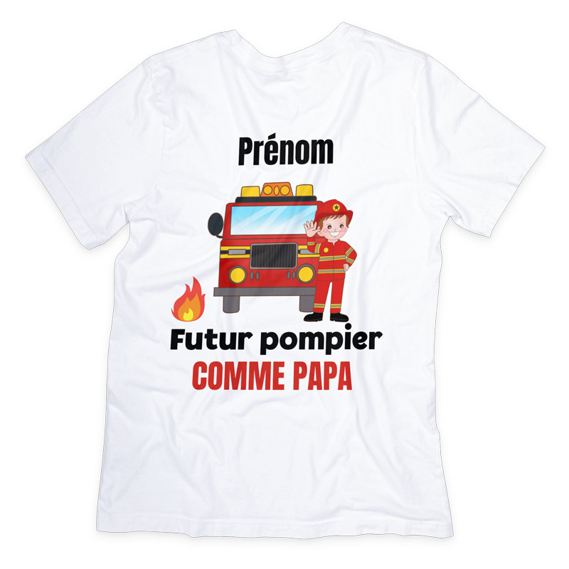 T-shirt personnalisé futur pompier comme papa