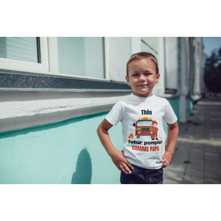 T-shirt personnalisé futur pompier comme papa