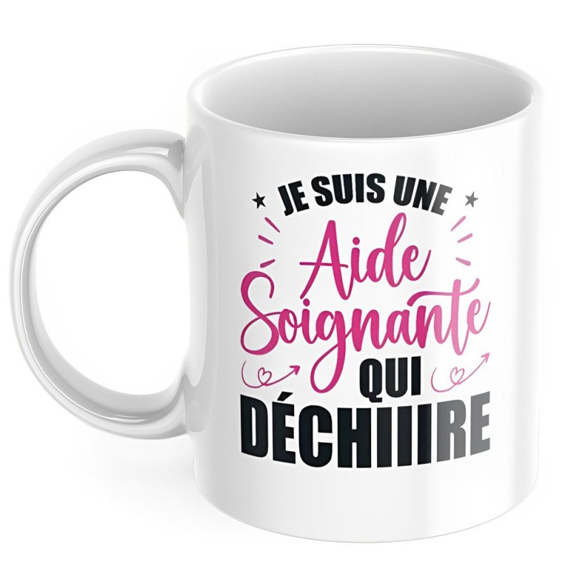 Mug personnalisé aide soignante qui déchire