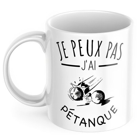 Mug personnalisé je peux pas j'ai pétanque