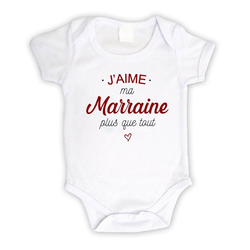 Body pour bébé personnalisé j'aime ma marraine plus que tout