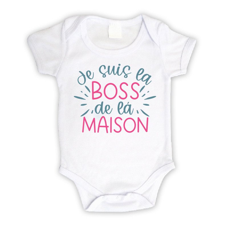 Body bébé personnalisé je suis la boss de la maison | cadeau naissance